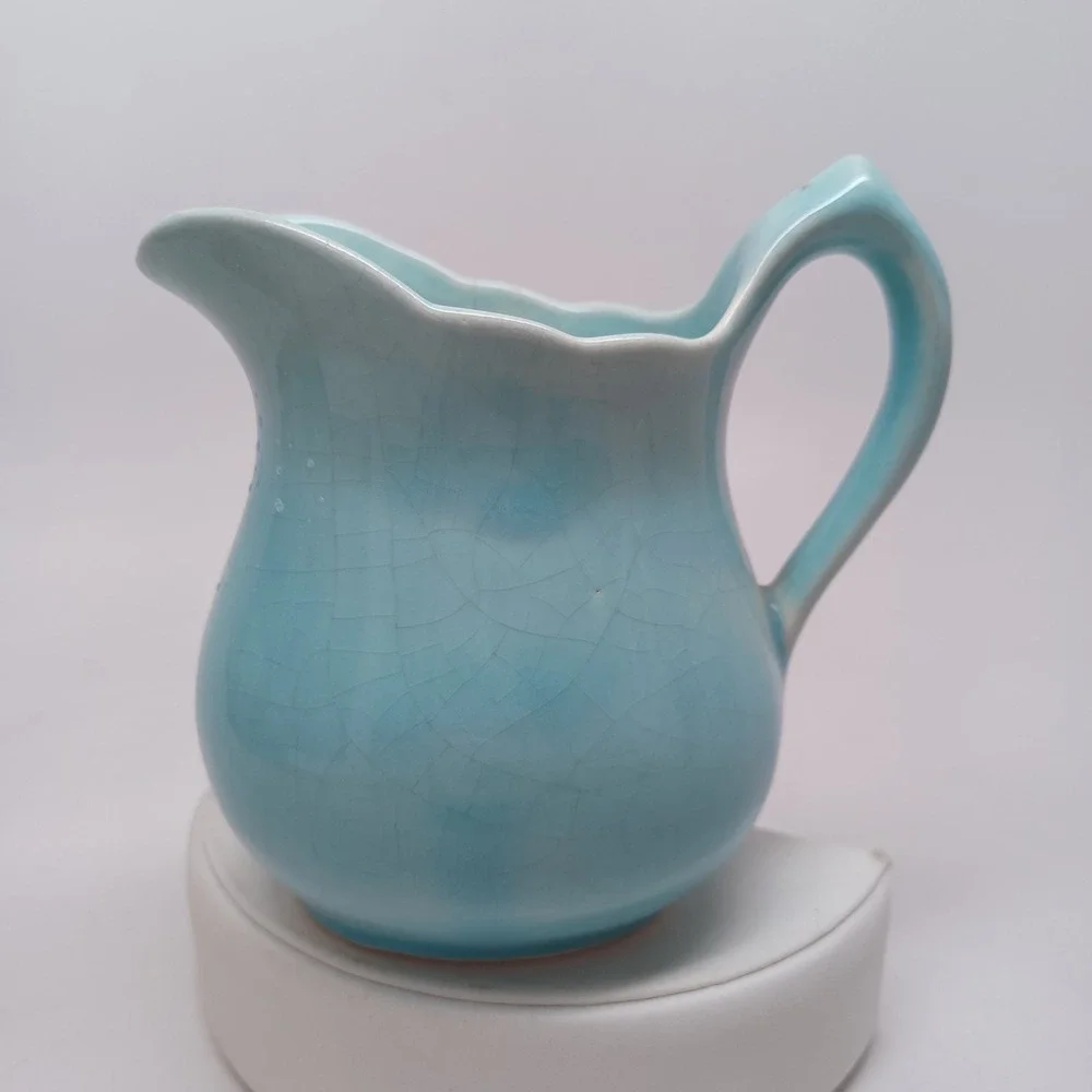 Willowbrook California 60 Vintage Turquoise Blue Crackle Glaze Ceramic‎ Creamer